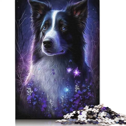 1000-teiliges Puzzle Border Collie Flower Galaxy Puzzle Holzpuzzle für Erwachsene Lernspiel Größe: 75 x 50 cm von LiJianXXR