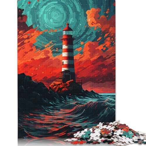 1000-teiliges Puzzle Bunte Leuchttürme, Puzzle für Erwachsene, Kartonpuzzle, Puzzles für Erwachsene, Lernspiel, Herausforderungsspielzeug, Größe 38 x 26 cm von LiJianXXR