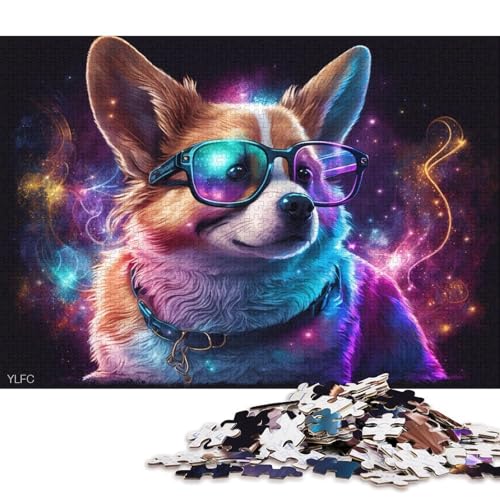 1000-teiliges Puzzle Corgi mit Brille für Erwachsene, Kartonpuzzle, interessantes Puzzle zur Stressreduzierung (Größe 38 * 26 cm) von LiJianXXR