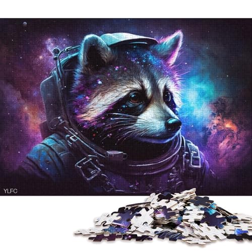 1000-teiliges Puzzle Cosmic Art – Astronauten-Waschbär – Puzzle für Erwachsene – Holzpuzzle – Interessantes Puzzle zur Stressreduzierung (Größe 75 * 50 cm) von LiJianXXR