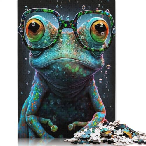 1000-teiliges Puzzle Cosmic Frog Wears Glasses Puzzle für Erwachsene, Kartonpuzzle, Lernspiel für Erwachsene und Kinder, Größe: 38 x 26 cm von LiJianXXR