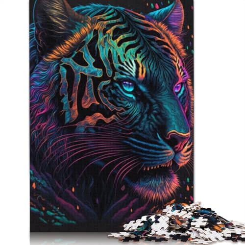 1000-teiliges Puzzle Cosmos Tiger für Kinder, Kartonpuzzle, Lernspiele für Erwachsene und Kinder, Größe 38 x 26 cm von LiJianXXR