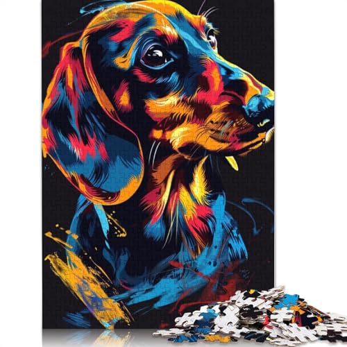 1000-teiliges Puzzle Dackelhund, Kunstpuzzle für Erwachsene, Kartonpuzzle, Familienspiele, Größe 38 x 26 cm von LiJianXXR