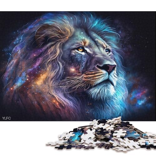 1000-teiliges Puzzle Der kosmische Löwe in der Galaxie – Puzzle für Erwachsene, Holzpuzzle, Lernspiel für Erwachsene und Kinder (Größe 75 * 50 cm) von LiJianXXR