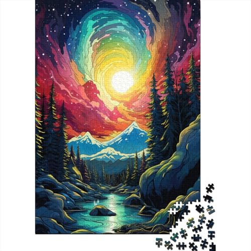 1000-teiliges Puzzle Die farbenfrohe Psychedelia von Aurora Mountain Puzzle aus Holz, Lernspielzeug, Familienspiele, 50 x 75 cm von LiJianXXR