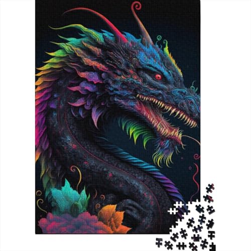 1000-teiliges Puzzle Drachen-Puzzle für Erwachsene, schwierige und herausfordernde Holzbrett-Puzzles, Größe: 75 x 50 cm von LiJianXXR