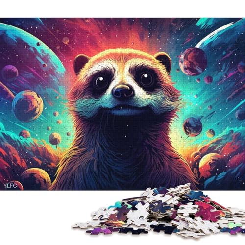 1000-teiliges Puzzle Erdmännchen im Weltraum, Puzzles für Erwachsene und Kinder, Kartonpuzzle, Spielzeug, Denkspiel 38x26cm/1000 Teile von LiJianXXR