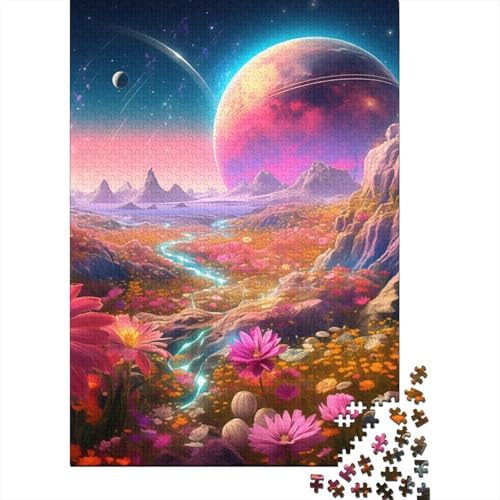 1000-teiliges Puzzle Fantasie-Galaxie-Planeten-Puzzle für Holzpuzzle, Lernspielzeug (Größe 75 x 50 cm) von LiJianXXR