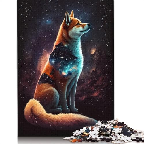 1000-teiliges Puzzle Galaxy Shiba Inu für Kinder, Holzpuzzle, Lernspielzeug (Größe 75 x 50 cm) von LiJianXXR