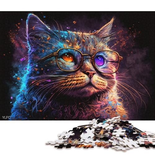 1000-teiliges Puzzle Garfield-Katze mit Brille, Puzzle für Erwachsene, Kartonpuzzle, Lernspiele, Heimdekorationspuzzle (Größe 38 * 26 cm) von LiJianXXR