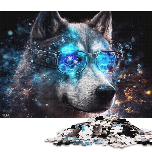 1000-teiliges Puzzle Husky, magisches Tier-Puzzle, Holzpuzzle, Heimdekorations-Puzzle (Größe 75 * 50 cm) von LiJianXXR