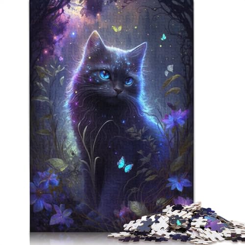 1000-teiliges Puzzle Katze, Blume, Galaxie, Puzzle für Erwachsene, Kartonpuzzle, Lernspiele für Erwachsene und Kinder, Größe: 38 x 26 cm von LiJianXXR