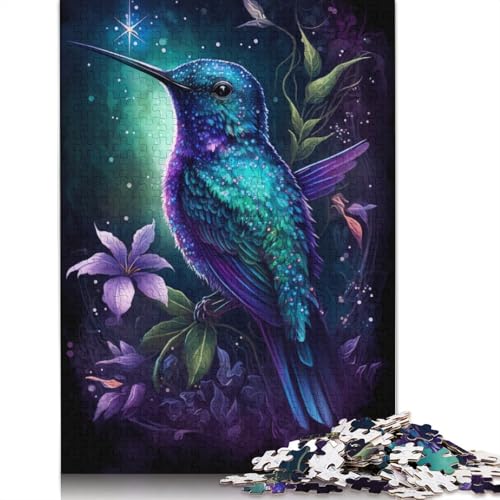 1000-teiliges Puzzle Kolibri-Blumen-Galaxie-Puzzle für Kinder, Holzpuzzle, Lernspiel für Erwachsene und Kinder, Größe: 75 x 50 cm von LiJianXXR