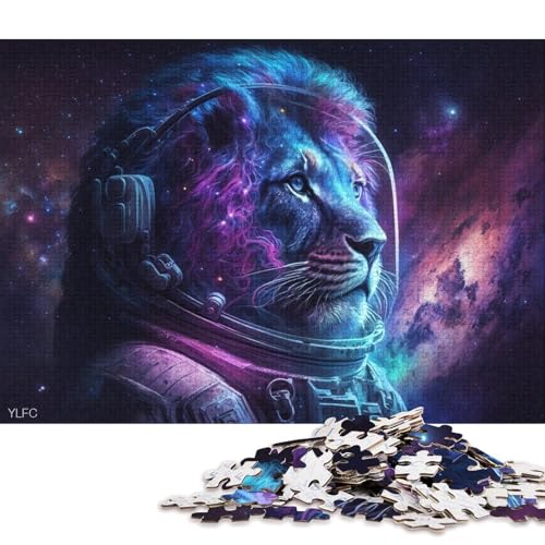 1000-teiliges Puzzle Kosmische Kunst, Astronauten-Löwe, Puzzle aus Karton, Heimdekorations-Puzzle (Größe 38 * 26 cm) von LiJianXXR