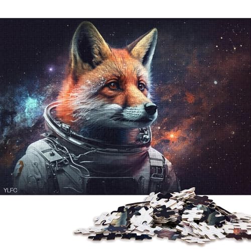 1000-teiliges Puzzle Kosmischer Astronautenfuchs, Puzzle für Erwachsene, Kartonpuzzle, Lernspiele, Heimdekorationspuzzle (Größe 38 * 26 cm) von LiJianXXR