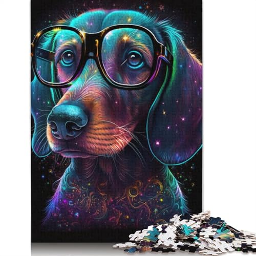 1000-teiliges Puzzle Kosmischer Chihuahua mit Brille, Puzzle für Erwachsene, Holzpuzzle, anspruchsvolles Spiel (Größe 75 x 50 cm) von LiJianXXR