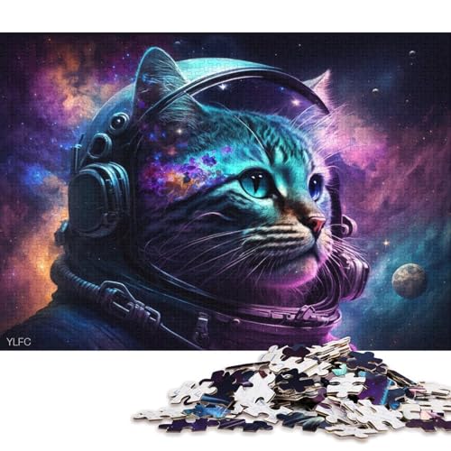 1000-teiliges Puzzle Kosmisches Astronauten-Katzen-Puzzle für Erwachsene, Karton-Puzzle, Lernspiel für Erwachsene und Kinder (Größe 38 * 26 cm) von LiJianXXR