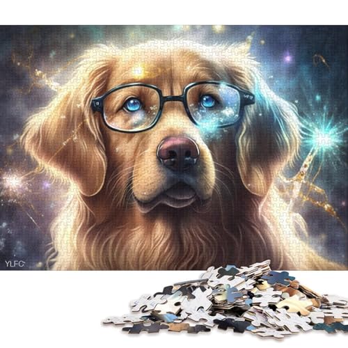 1000-teiliges Puzzle Magic Art Golden Retriever, Puzzles für Erwachsene und Kinder, Holzpuzzle, Spielzeug, Denkspiel 75x50cm/1000 Teile von LiJianXXR