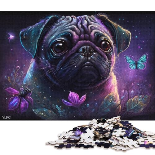 1000-teiliges Puzzle Möpse im Dschungel, Puzzle für Erwachsene, Holzpuzzle, Lernspiele, Heimdekorationspuzzle (Größe 75 * 50 cm) von LiJianXXR