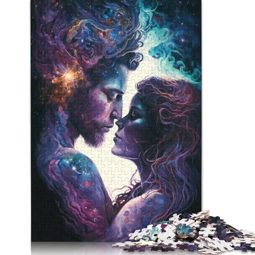 1000-teiliges Puzzle Paar in der Galaxie, Puzzle für Kinder, Holzpuzzle, Lernspiel für Erwachsene und Kinder, Größe: 75 x 50 cm von LiJianXXR