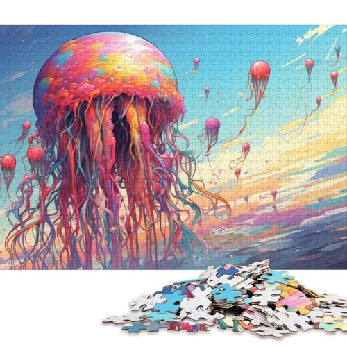 1000-teiliges Puzzle Roboter, Bunte Quallen, Puzzles für Erwachsene und Kinder, Kartonpuzzle, Spielzeug, Denkspiel 38x26cm/1000 Teile von LiJianXXR