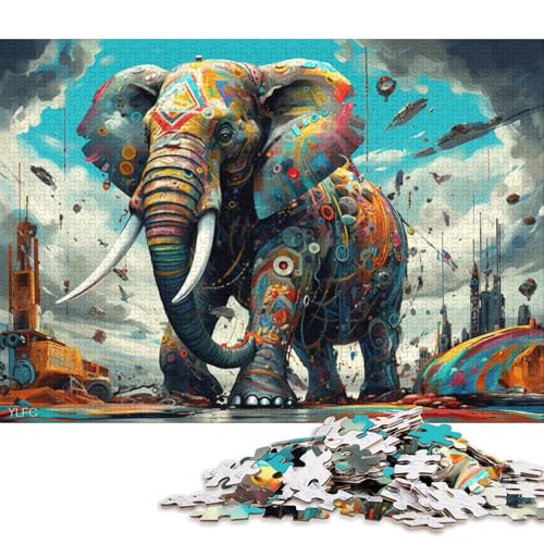 1000-teiliges Puzzle Roboter-Elefant-Kunst-Puzzle für Erwachsene, Kartonpuzzle, Lernspiel 38x26cm/1000 Stück von LiJianXXR