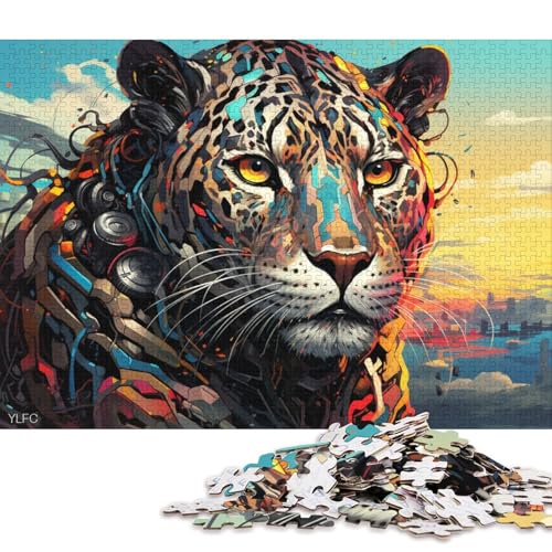 1000-teiliges Puzzle Roboter-Leopard, Kunstpuzzle für Erwachsene und Kinder, Holzpuzzle, Spielzeug, Denkspiel 75x50cm/1000 Teile von LiJianXXR