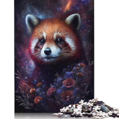 1000-teiliges Puzzle Roter Panda und Blumen für Kinder, Kartonpuzzle, Lernspielzeug (Größe 38 x 26 cm) von LiJianXXR