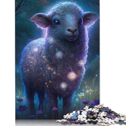 1000-teiliges Puzzle Schaf-Blumen-Galaxie-Puzzle für Kinder, Kartonpuzzle, Lernspiel für Erwachsene und Kinder, Größe: 38 x 26 cm von LiJianXXR