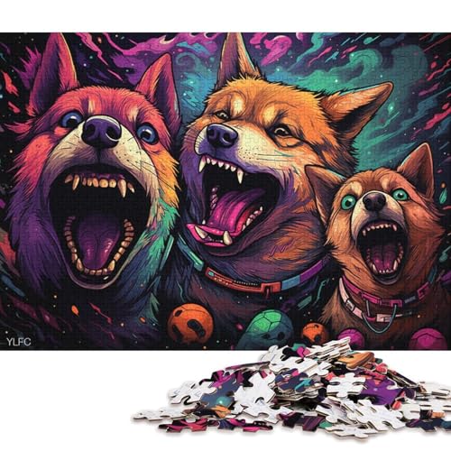 1000-teiliges Puzzle Wütender Shiba Inu, Puzzles für Erwachsene und Kinder, Holzpuzzle, Spielzeug, Denkspiel 75x50cm/1000 Teile von LiJianXXR