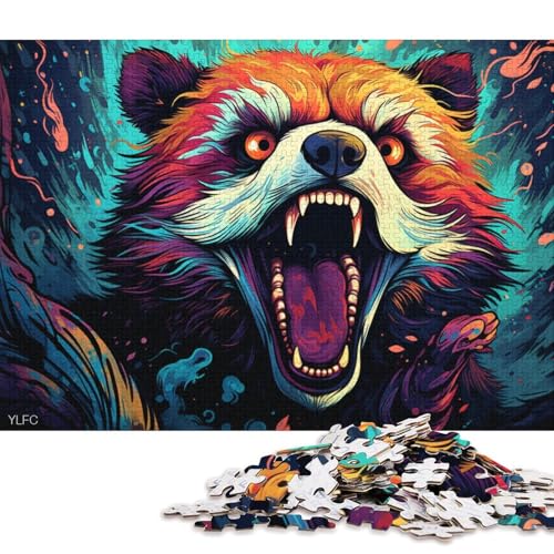 1000-teiliges Puzzle Wütender roter Panda, Puzzle für Erwachsene und Kinder, Holzpuzzle, Spielzeug, Denkspiel 75x50cm/1000 Teile von LiJianXXR