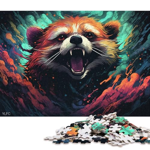 1000-teiliges Puzzle Wütender roter Panda, Puzzle für Erwachsene und Kinder, Kartonpuzzle, Spielzeug, Denkspiel 38x26cm/1000 Teile von LiJianXXR