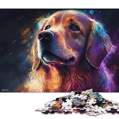 1000-teiliges Puzzle aus Karton, Golden Retriever-Hund, Puzzle für Kinder, Kartonpuzzle, Spielzeug, Denkspiel (Größe 38 * 26 cm) von LiJianXXR