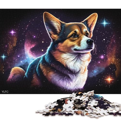 1000-teiliges Puzzle aus Karton Cosmic Space Corgi – Puzzle für Kinder, Puzzle aus Karton, Spielzeug, Denkspiel (Größe 38 * 26 cm) von LiJianXXR