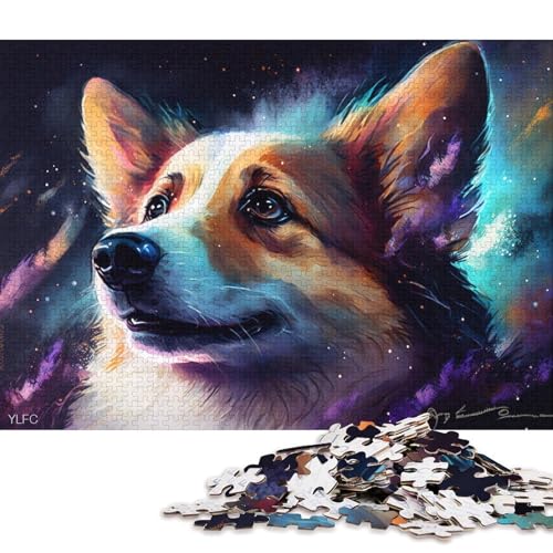 1000-teiliges Puzzle aus Pappe, farbenfrohes Corgi-Puzzle für Kinder, Papppuzzle, Spielzeug, Denkspiel (Größe 38 * 26 cm) von LiJianXXR