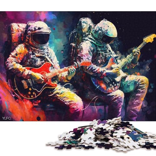 1000-teiliges Puzzle für Erwachsene, Astronauten Spielen Gitarre, Puzzle für Erwachsene, Papppuzzle, tolles Geschenk für Erwachsene (Größe 38 * 26 cm) von LiJianXXR