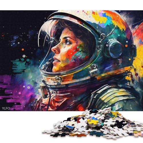 1000-teiliges Puzzle für Erwachsene, Astronauten im Weltraum, Puzzle für Erwachsene, Kartonpuzzle, schwierig und herausfordernd (Größe 38 * 26 cm) von LiJianXXR