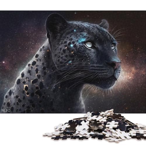 1000-teiliges Puzzle für Erwachsene, Cosmic Black Leopard, Puzzle für Erwachsene, Holzpuzzle, Lernspiele für Erwachsene und Kinder 75x50cm/1000 Teile von LiJianXXR