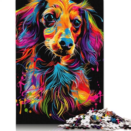 1000-teiliges Puzzle für Erwachsene, Dackel-Hundekunst-Puzzle für Erwachsene, Holzpuzzle, anspruchsvolles Spiel, Größe 75 x 50 cm von LiJianXXR