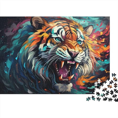 1000-teiliges Puzzle für Erwachsene, Fantasie, Bunte Tiger-Puzzles für Kinder, Holzpuzzle, Heimdekoration, Puzzlespielzeug, 50 x 75 cm von LiJianXXR