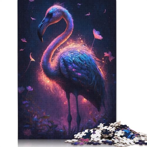 1000-teiliges Puzzle für Erwachsene, Flamingo-Blumen-Puzzle für Erwachsene, Karton-Puzzle, Lernpuzzle, Familienspielgröße: 38 x 26 cm von LiJianXXR