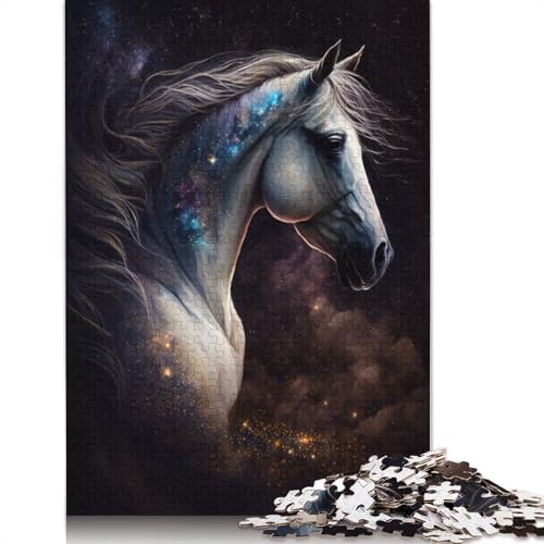 1000-teiliges Puzzle für Erwachsene, Galaxie, Weltraum, Tier, Pferd, Puzzle für Erwachsene, Holzpuzzle, Familienspiele, Größe: 75 x 50 cm von LiJianXXR