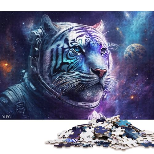 1000-teiliges Puzzle für Erwachsene, Galaxie-Astronauten-Tiger-Puzzle für Erwachsene, Kartonpuzzle, gutes Geschenk für Erwachsene und Kinder (Größe 38 * 26 cm) von LiJianXXR