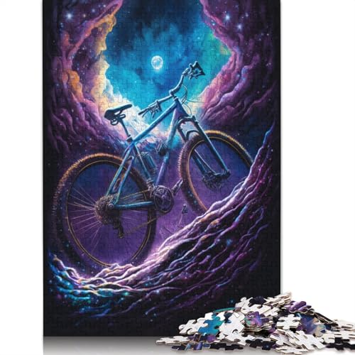 1000-teiliges Puzzle für Erwachsene, Galaxy-Fahrrad-Puzzle für Erwachsene, Holzpuzzle, dekomprimierendes geistiges Lernspielzeug (Größe 75 x 50 cm) von LiJianXXR