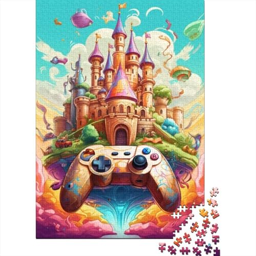 1000-teiliges Puzzle für Erwachsene, Gamepad-Pilz-Puzzle für Erwachsene und Kinder ab 12 Jahren, Holzbrett-Puzzle, anspruchsvolles Spiel, Größe: 75 x 50 cm von LiJianXXR