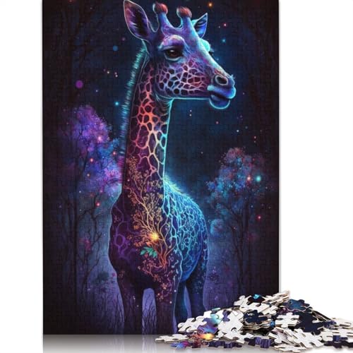 1000-teiliges Puzzle für Erwachsene, Giraffe, Blume, Galaxie, Puzzle für Erwachsene, Holzpuzzle, Lernspiel, Größe: 75 x 50 cm von LiJianXXR