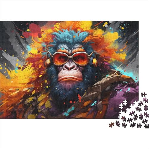 1000-teiliges Puzzle für Erwachsene, Gorillas farbenfrohe psychedelische Puzzles für Erwachsene und Kinder, Holzpuzzle, tolles Geschenk für Erwachsene, 50 x 75 cm von LiJianXXR