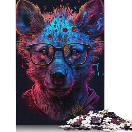 1000-teiliges Puzzle für Erwachsene, Hyänen tragen eine Brille, Puzzle für Kinder, Holzpuzzle, Puzzle für Erwachsene, Lernspiel, Herausforderungsspielzeug (Größe 75 x 50 cm) von LiJianXXR