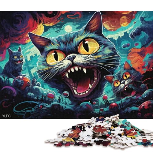 1000-teiliges Puzzle für Erwachsene, Kunst, seltsame Katze, Puzzle für Erwachsene, Holzpuzzle, Puzzle für Erwachsene, Geschenke 75x50cm/1000 Stück von LiJianXXR