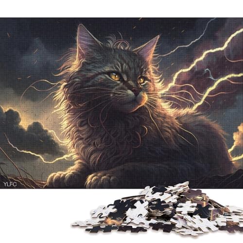 1000-teiliges Puzzle für Erwachsene, Kunst-Maine-Coon-Katze, Puzzle für Erwachsene, Holzpuzzle, Lernspiel, Herausforderungsspielzeug 75x50cm/1000 Stück von LiJianXXR